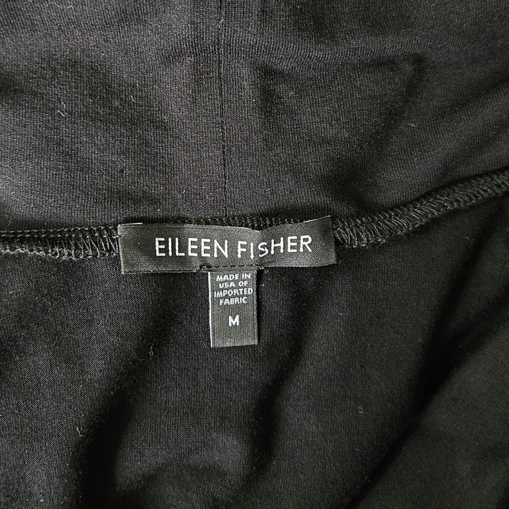 Eileen Fisher Black Cowl Neck Swing Stretchy Solid Black Oversized Top Blouse - Picture 4 of 4